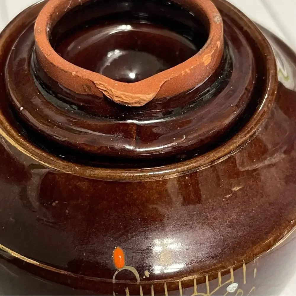 Vintage Hand Painted Japan Brown Floral Ceramic Teapot